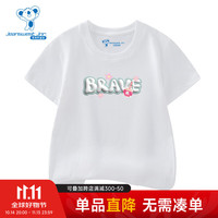 真维斯女童2024秋季甜美可爱夏日清新字母印花女孩短袖T恤XD 白色8100 110cm