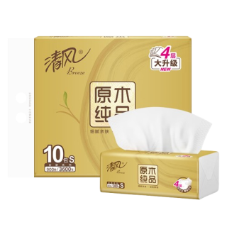 清风 丝柔系列 抽纸 4层90抽12包(170*132mm)