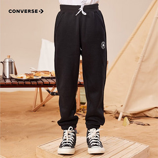 CONVERSE 匡威 童装男童保暖加绒长裤2022秋冬儿童针织休闲运动裤子 正黑色(冬季加绒) 130/56(7)