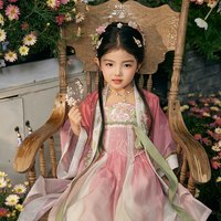 十三余童装国风汉服女童2024连衣裙夏季儿童演出服 连衣裙+外套