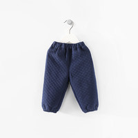 巴厘小猪（BALIPIG）新生婴儿加绒打底裤男童女童保暖棉裤秋冬季夹棉长裤宝宝加厚裤子 藏青色 66码