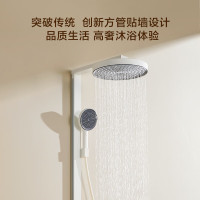 京东京造 白天鹅恒温淋浴花洒全套装四功能数显顶喷手持增压喷枪除垢奶油白