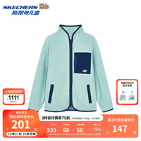 Skechers斯凯奇Skechers男女童秋冬针织双面绒感套装梭织外套L424K038 千草绿/003K 120cm