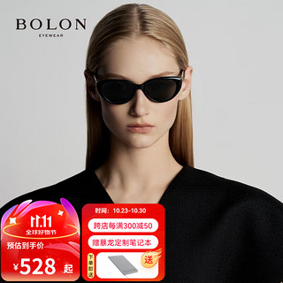 BOLON 暴龙 眼镜2024年杨紫同款猫眼太阳镜防晒开车墨镜女潮BL5092 C10-亮黑色