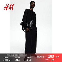 H&M【A/W2024】男装针织衫2024秋季时尚圆领针织套衫1232050 黑色 175/108