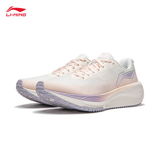 LI-NING 李宁 吾适5S lite2.0丨跑步鞋中考体测新款女透气缓震软弹休闲通勤鞋 云雾白/淡蕊橘-3 35.5