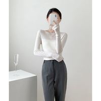 青春缇 白色毛衣女秋冬2024新款内搭修身长袖羊毛针织打底衫法式上衣秋款