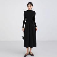 赫本风针织连衣裙女长袖裙子内搭打底长款A字裙