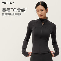 YOTTOY奶皮衣瑜伽外套女短款半高领服跑步运动上衣秋冬24
