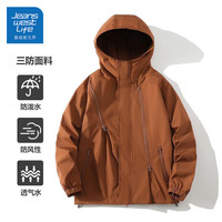 JEANSWEST LIFE防风冲锋衣男士春秋季日系户外宽松工装夹克潮牌ins百搭外套 咖色 3XL