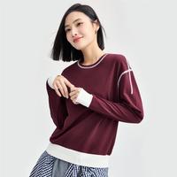 佐丹奴 2024年秋冬纯棉撞色明线女士卫衣针织圆领套头卫衣女款