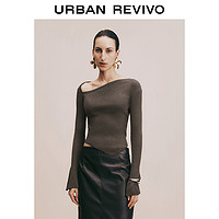 URBAN REVIVO UR2024冬季新款女装时髦不规则设计感修身针织衫UWG940273