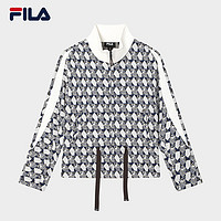 FILA 斐乐 Emerald斐乐女士针织长袖外套2024冬季新款休闲舒适满印上衣