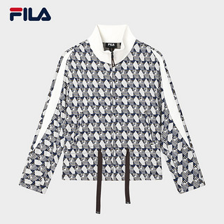 FILA 斐乐 Emerald斐乐女士针织长袖外套2024冬季新款休闲舒适满印上衣