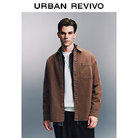 URBAN REVIVO UR2024冬季新款男装轻熟时尚斜纹贴袋丹宁休闲衬衫UMM840029