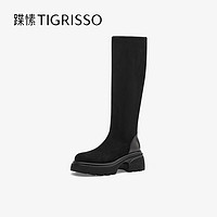 88VIP：tigrisso 蹀愫 2024冬季新款显瘦轻量增高6.5加绒长筒靴骑士靴TA54761-50