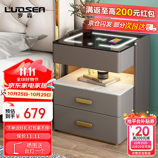 LUOSEN 罗森 智能床头柜 48*40*55cm 深灰+浅灰