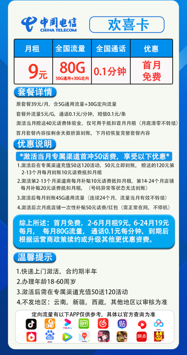 电信欢喜卡是否真的物超所值？揭秘9元90G流量套餐的真相