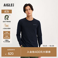 AIGLE 艾高 长袖T恤2024年春夏男士DFT速干凉爽排汗户外防晒 黑色 AW084 XL(185/100A)