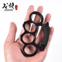 野人部落 指虎 户外防身工具拳刺拳扣指扣破窗器应急防狼户外四指防身自卫手撑子加厚玻纤合金黑色+收纳袋
