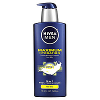 NIVEA 妮维雅 美国直邮Nivea妮维雅男性3合1乳液滋养补水保湿芦荟500ml