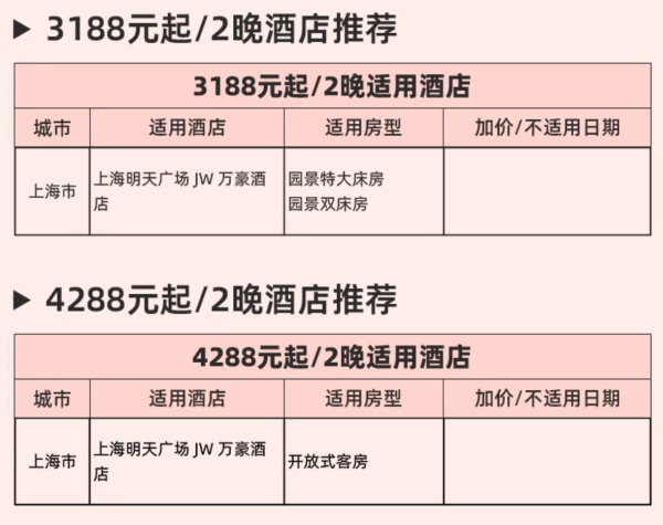 奢华系通兑,还可拆分!部分周末不加价!万豪集团JW万豪15店通兑2晚可拆分+双人早餐