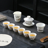 常生源茶具整套仿宋汝窑羊脂玉瓷高端10头归隐山林茶具套装