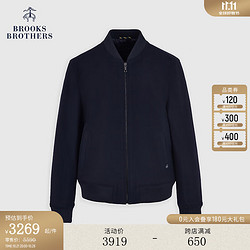 Brooks Brothers 布克兄弟 BrooksBrothers）男士24秋冬新羊毛纯色休闲logo棒球夹克 4004-藏青色 S