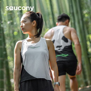 saucony 索康尼 熊猫配色时尚舒适透气服装男子运动背心白色 L