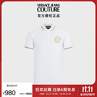 VERSACE 范思哲 Jeans Couture男装24春夏男士V字刺绣短袖POLO衫 白色XL