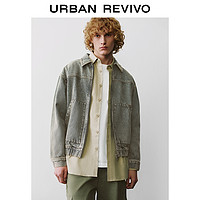 URBAN REVIVO UR2024冬季新款男装休闲风做旧洗水超宽松牛仔外套UML840094