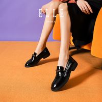 ELLE2024春真皮女鞋英伦乐福鞋小皮鞋单鞋通勤简约气质