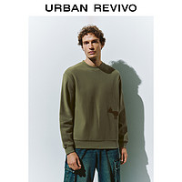 URBAN REVIVO UR2024秋季新款男装时尚休闲宽松刺绣圆领套头卫衣UMM440020