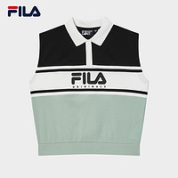 FILA 斐乐 杨幂同款 FILA斐乐针织短袖POLO衫女2024夏翻领无袖透气背心