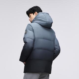 冬季保暖时尚连帽爸爸装短款明绗线羽绒外套男