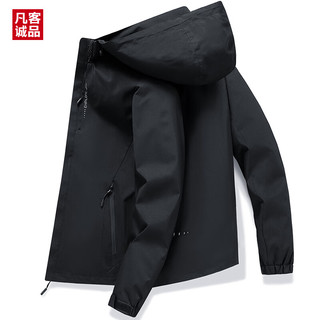 凡客诚品冲锋衣男女户外防风防水登山服可拆卸帽青少年夹克外套 黑色【男款】 M