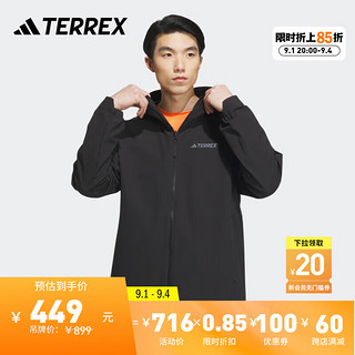 adidas 阿迪达斯 加绒舒适户外连帽软壳衣男装冬季阿迪达斯TERREX 黑色/黑色 L