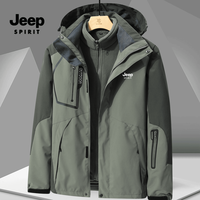 JEEP SPIRITJEEP冲锋衣男士三合一可拆卸秋冬加绒加厚大码休闲外套夹克男