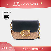 COACH 蔻驰 女士经典标志蛇皮革细节IDOL手袋单肩斜挎包女包 B4/黑色 棕黄色 锈红色