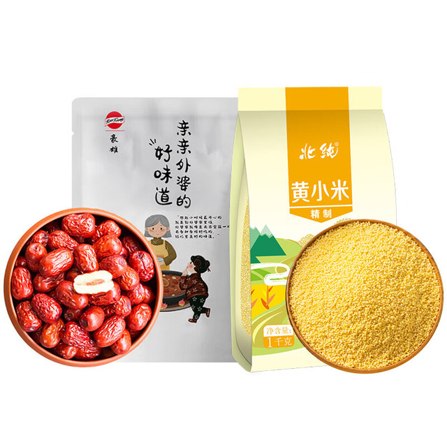 BeiChun 北纯 x豪雄 煮粥伴侣套餐（黄小米1kg+若羌灰枣100g） 需领券