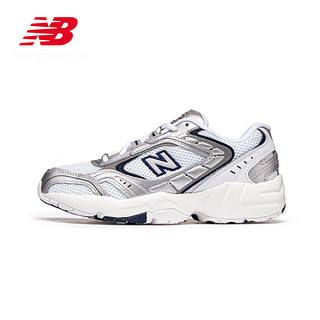 移动端、京东百亿补贴：new balance 官方老爹鞋女鞋户外复古百搭低帮网面休闲运动鞋452系列 白色 WX452SA 38(脚长24.5cm)