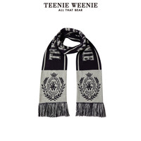 TeenieWeenie小熊女装冬季学院风字母围巾撞色流苏设计感提花