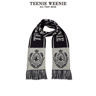 TeenieWeenie小熊女装冬季学院风字母围巾撞色流苏设计感提花