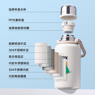 希乐（cille）不锈钢保温壶陶瓷内胆水杯大容量茶杯户外旅行保温杯便携杯子 白色【陶瓷覆层内胆/茶隔】 1.2L