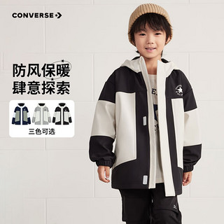 CONVERSE 匡威 儿童装男童夹克2024秋季新款中大童百搭休闲外套上衣 正黑色