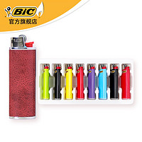 BiC 比克 J3复古PU革打火机套（暗红）+ J3混色打火机礼盒（8支）