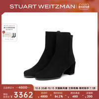Stuart Weitzman/SW CITY TANSEY 65 早秋拼接弹力靴粗方跟短靴女