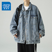 JEANSWEST 真维斯 KZ真维斯牛仔夹克外套男潮牌翻领潮牌2024年新款秋冬季上衣服外穿