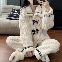 2024年绒款甜美公主风保暖衣女套装 白色小蝴蝶结款 L(100-120斤)