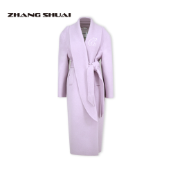 ZHANG SHUAI 张帅 ZHANGSHUAI张帅 宽松版型高级感复古纯色青果领系带双面呢大衣